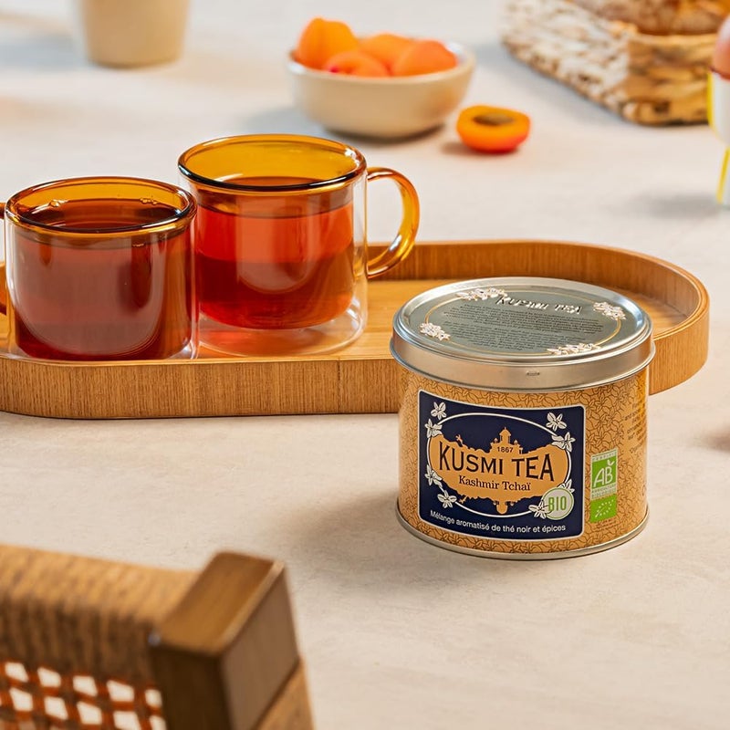 KUSMI TEA شاي كوسمي كشمير تشاي - شاي أسود عضوي مع توابل - علبة 3.5 أونصة - Image 4